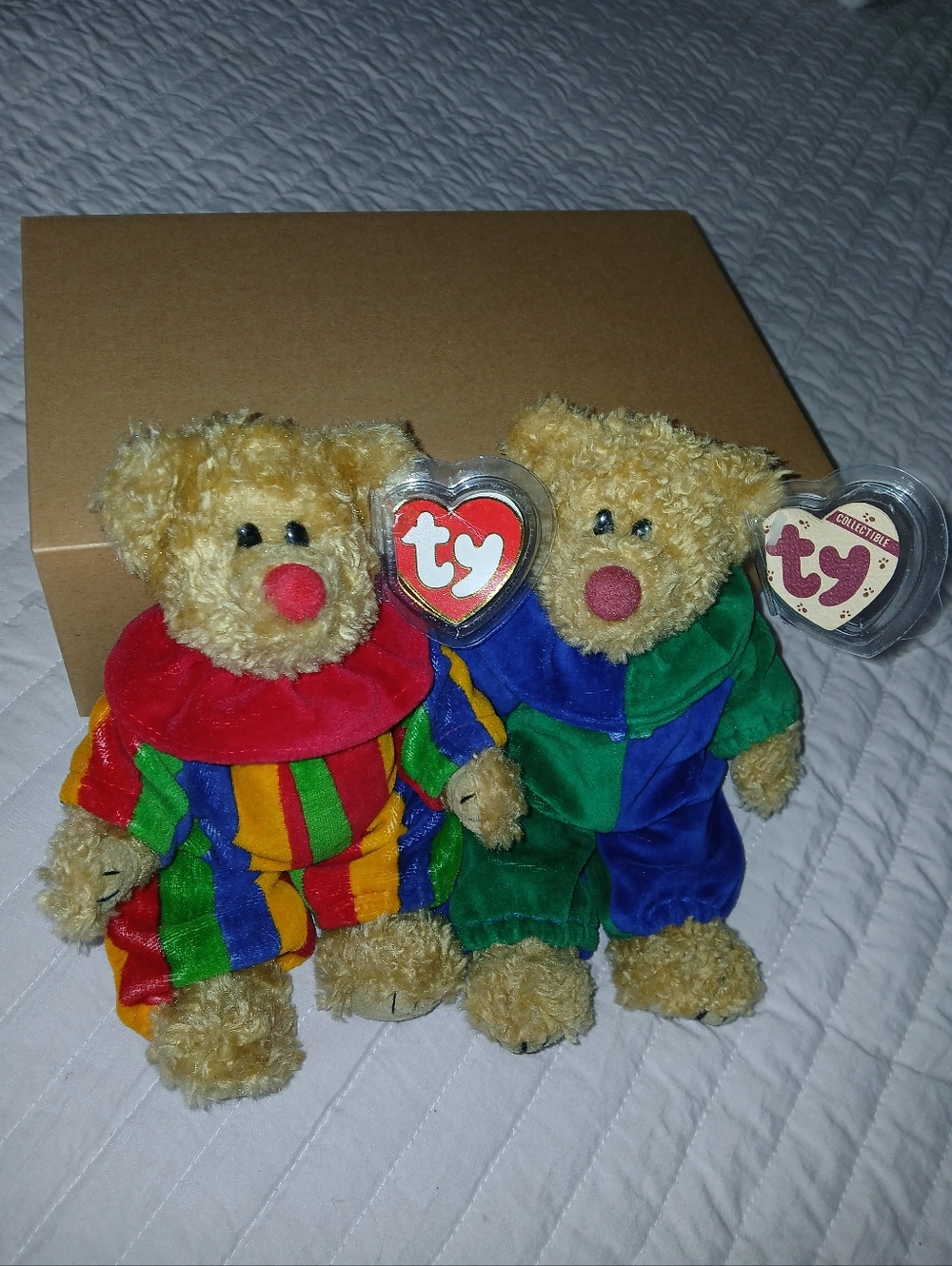 Vintage 1993 Ty Piccadilly Clown Bears Pair
